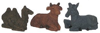 Betlémová zvířátka - kráva, osel, velbloud