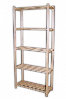 Regál laťkový 5 policový 750 x 300 x 1700 mm Světlý dub