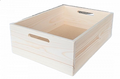 5002 dřevěná bednička s úchyty střední 400 x 300 x 130 mm Světlý dub