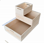 5002 dřevěná bednička s úchyty střední 400 x 300 x 130 mm Světlý dub