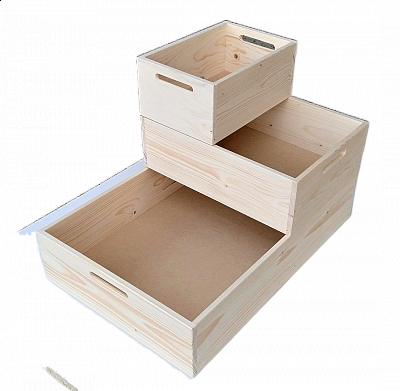 5003 dřevěný box s úchyty velký 600 x 400 x 130 mm Kaštan
