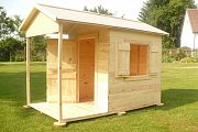 Dřevěný domek pro děti 1400 x 2400 x 1550 mm (š x hl x v)