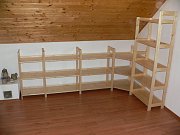 Dřevěný regál 6 polic 800 x 335 x 2040 mm (š x hl x v) Lak bezbarvý