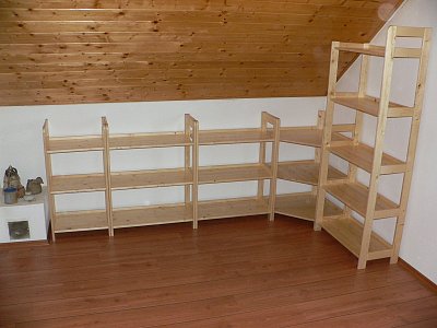 Dřevěný regál 6 polic 800 x 335 x 2040 mm (š x hl x v) Lak bezbarvý