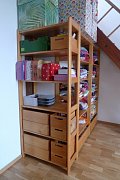 Dřevěný regál 6 polic 800 x 335 x 2040 mm (š x hl x v) Tmavý dub