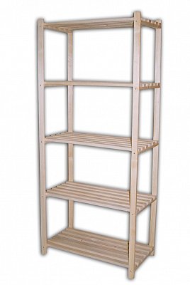 Dřevěný regál laťkový 5 polic 750 x 400 x 1700 mm (š x hl x v)