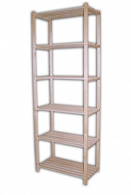 Dřevěný regál laťkový 6 polic 750 x 400 x 2100 mm (š x hl x v)