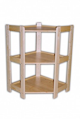 Dřevěný regál rohový 3 police 600 x 335 x 890 mm (š x hl x v)
