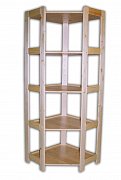 Dřevěný regál rohový 5 polic 600 x 335 x 1660 mm (š x hl x v)