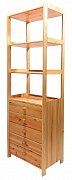 Dřevěný regál se zásuvkami a policemi 680 x 435 x 2040 mm ( š x hl x v )