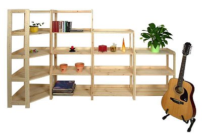 Regál rohový 4 policový 600 x 335 x 1275 mm Světlý dub