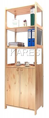 Regál s úložným prostorem a policemi 680 x 435 x 2040 mm Mahagon