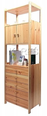 Regál se zásuvkami a úložným prostorem 680 x 435 x 2040 mm Lak bezbarvý