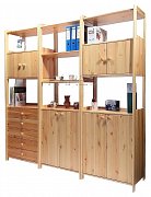 Regál se zásuvkami a úložným prostorem 680 x 435 x 2040 mm Lak bezbarvý