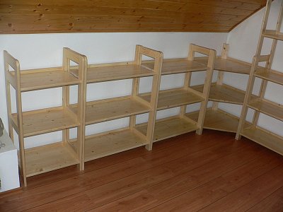 Regál 3 policový rohový 700 x 435 x 890 mm Lak bezbarvý