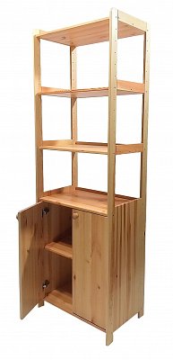 Regál s úložným prostorem a policemi 680 x 435 x 2040 mm Ořech