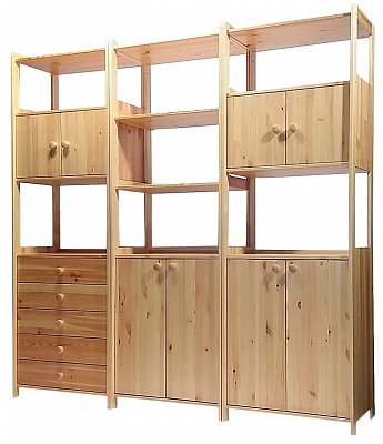 Regál s úložným prostorem a policemi 680 x 435 x 2040 mm Ořech