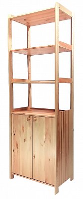 Regál s úložným prostorem a policemi 680 x 435 x 2040 mm Světlý dub