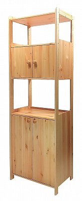 Regál s úložnými prostory 680 x 435 x 2040 mm Lak bezbarvý