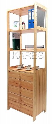 Regál se zásuvkami a policemi 680 x 435 x 2040 mm Mahagon